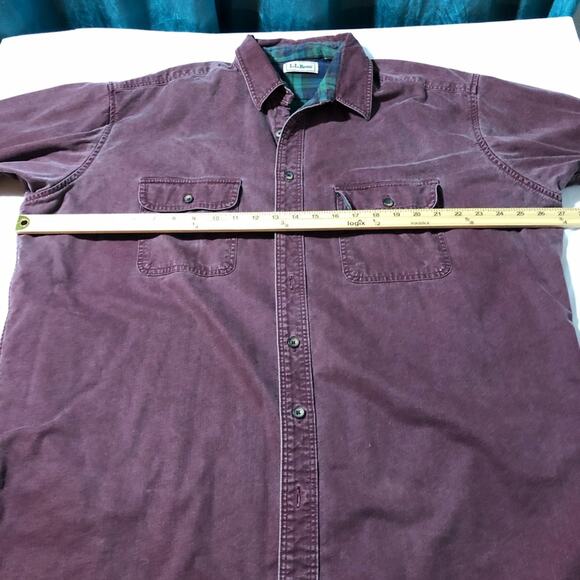 Vintage LL Bean flannel lined long sleeve chore shirt purple distressed worn in - Picture 6 of 13
